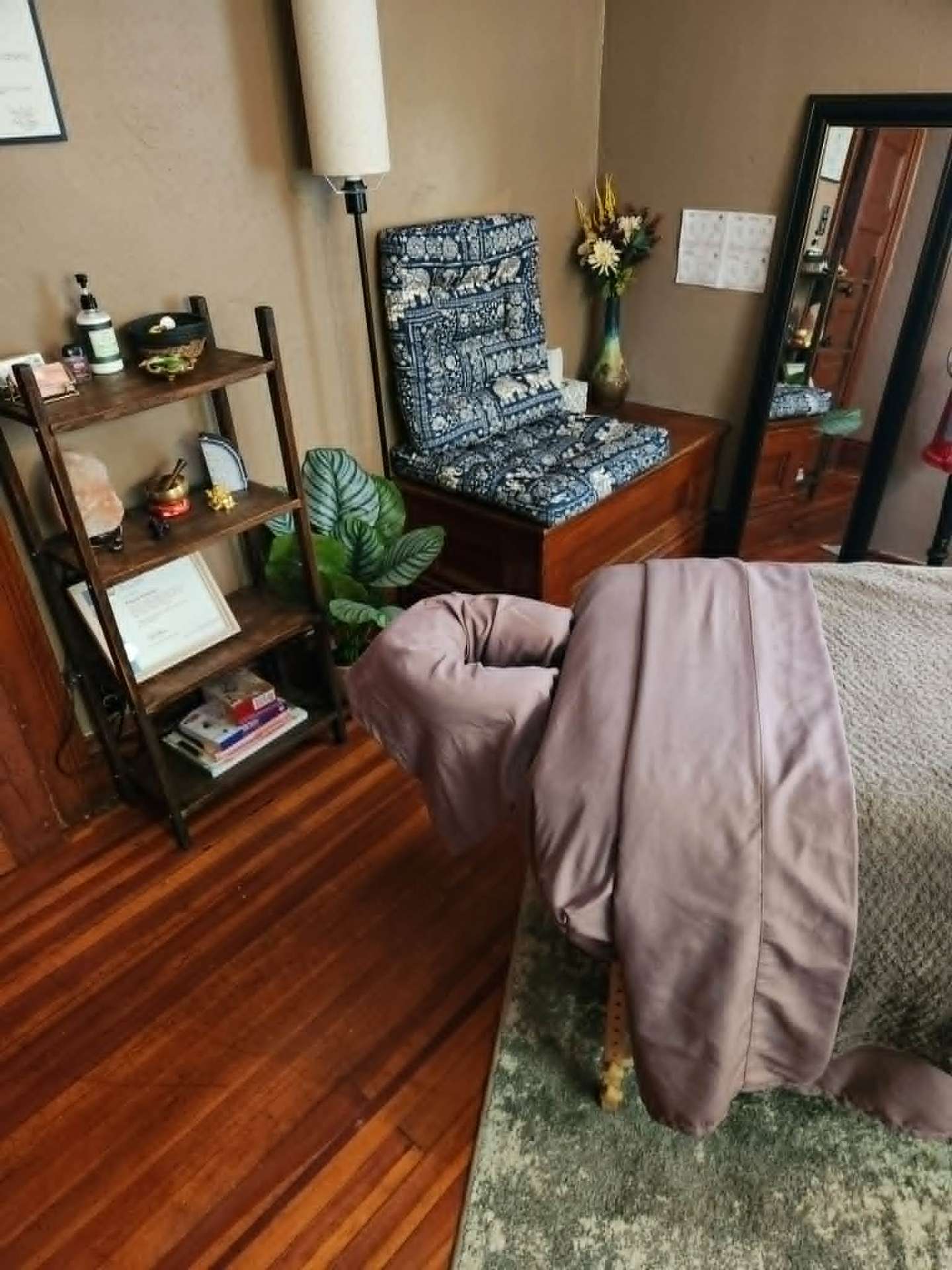 Kayelement Massage home studio treatment room in Rochester, NY